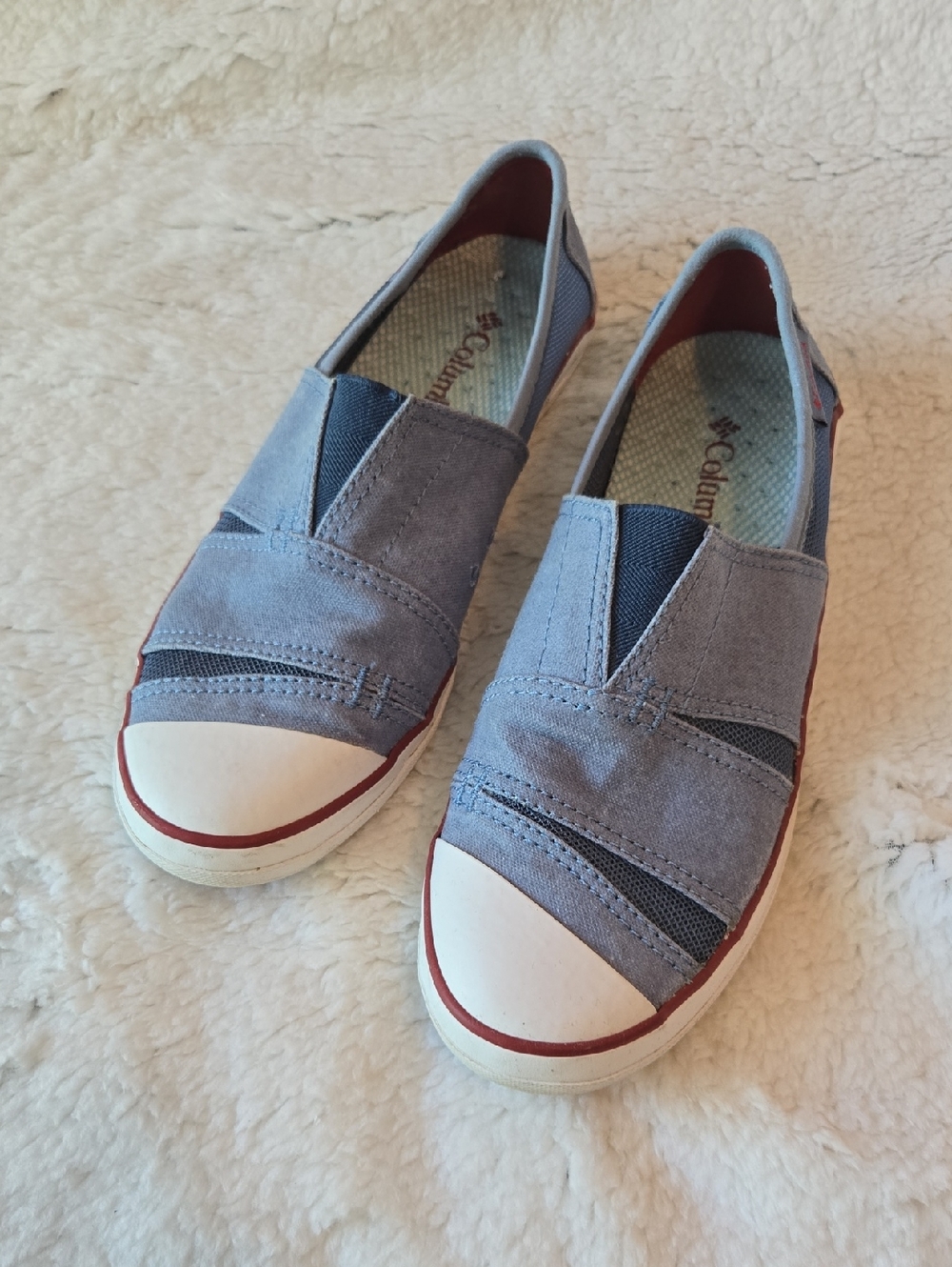 Columbia Denim Blue Slip-On Shoe with Red Accent